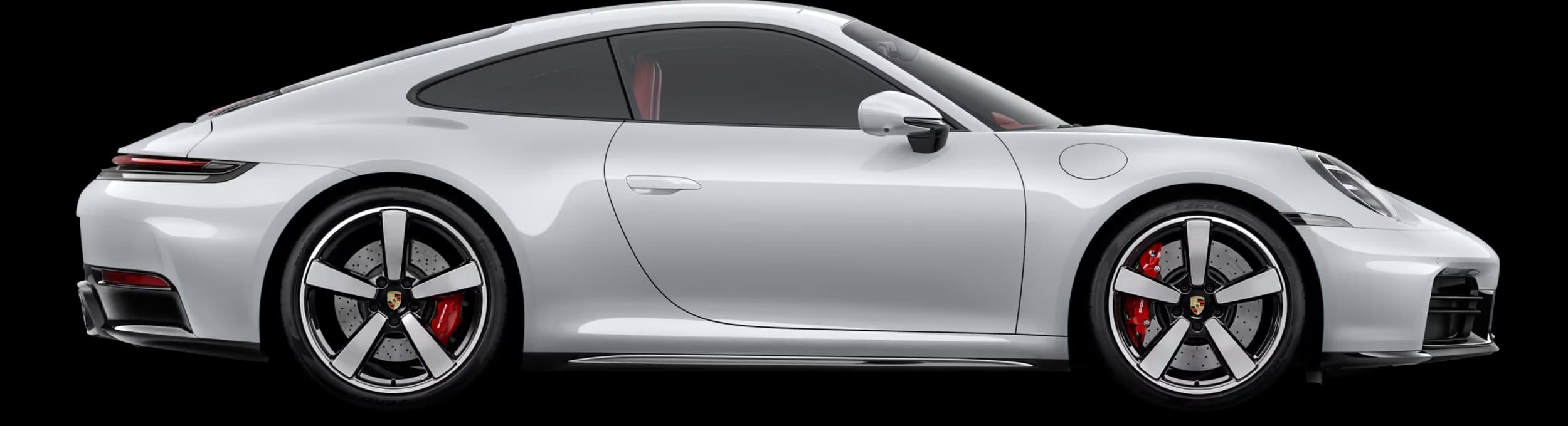 Porsche 911 Carrera S in Ice Grey Metallic in profile/side view.