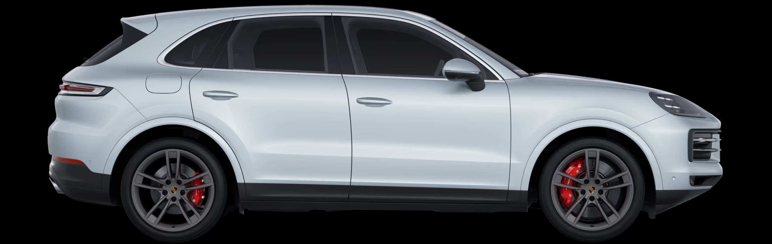 Side view / profile of a Porsche Cayenne S in Dolomite Silver.