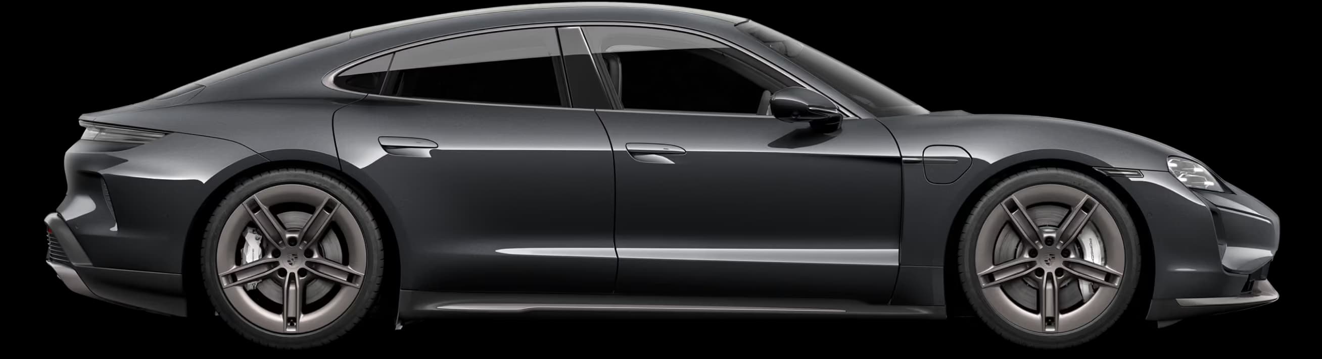 Porsche Taycan Turbo in profile / side view.